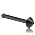 Nose Jewellery & Septums, Straight nose stud (surgical steel, black, shiny finish) with cone, Surgical Steel 316L