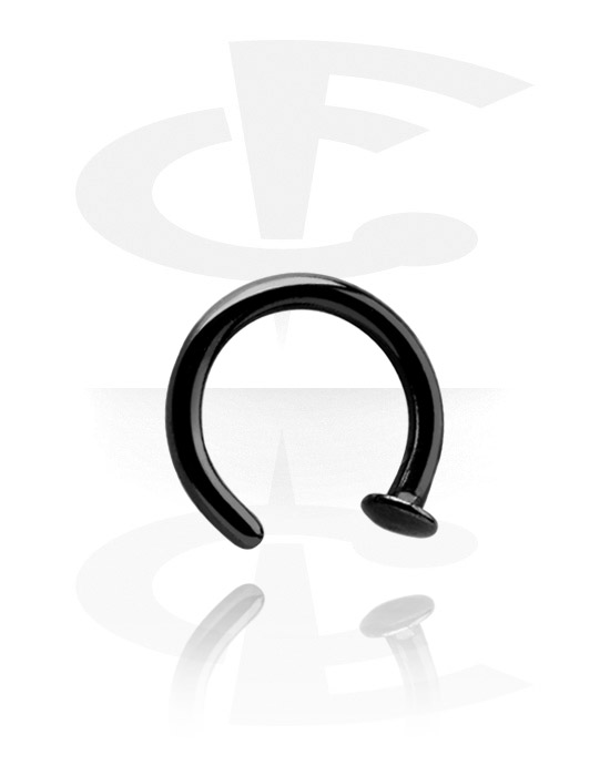 Nose Jewelry & Septums, Open nose ring (surgical steel, black, shiny finish), Surgical Steel 316L