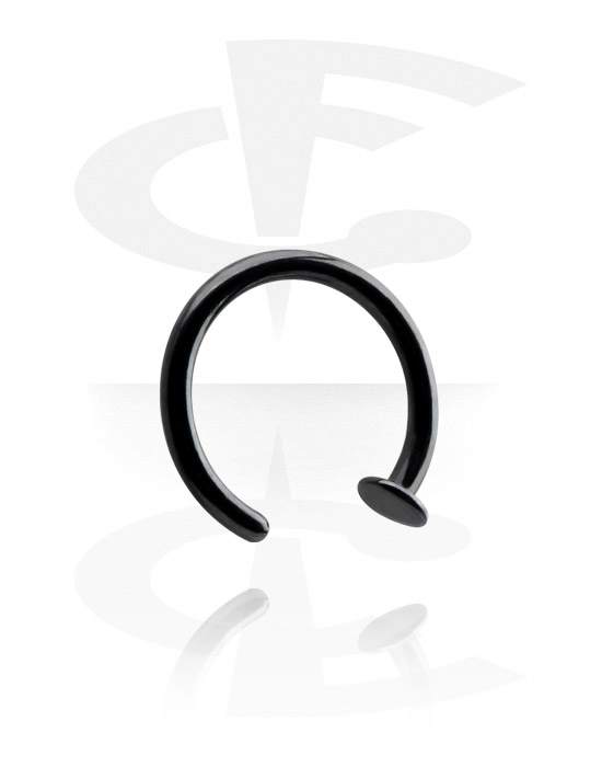 Orr-ékszerek és Septum-ok, Open nose ring (surgical steel, black, shiny finish), Sebészeti acél, 316L