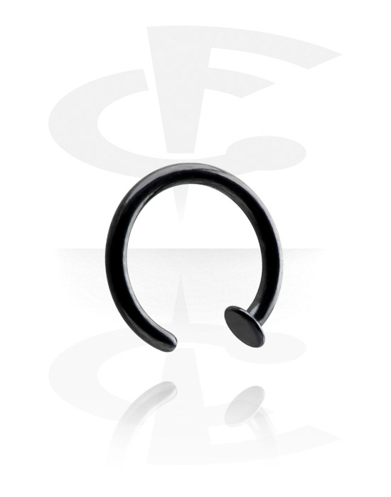 Nose Jewellery & Septums, Open nose ring (surgical steel, black, shiny finish), Surgical Steel 316L