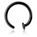 Piercings nez & Septums, Anneau ouvert pour le nez  (acier chirurgical, noir, finition brillante), Acier chirurgical 316L
