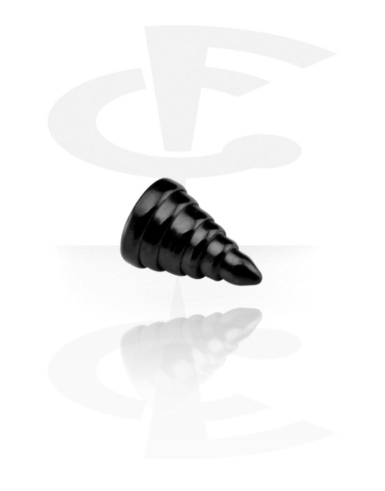 Kuler og staver ++, Black Ribbed Cone, Surgical Steel 316L