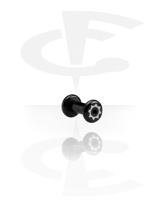 Tunnels & Plugs, Laser Etched Black Round Tunnel, Surgical Steel 316L