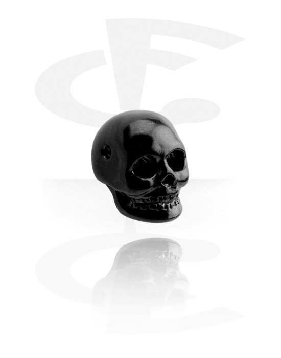Kugeln, Stäbe & mehr, Aufsatz für Ball Closure Ringe (Chirurgenstahl, schwarz, glänzend) mit Totenkopf-Design, Chirurgenstahl 316L