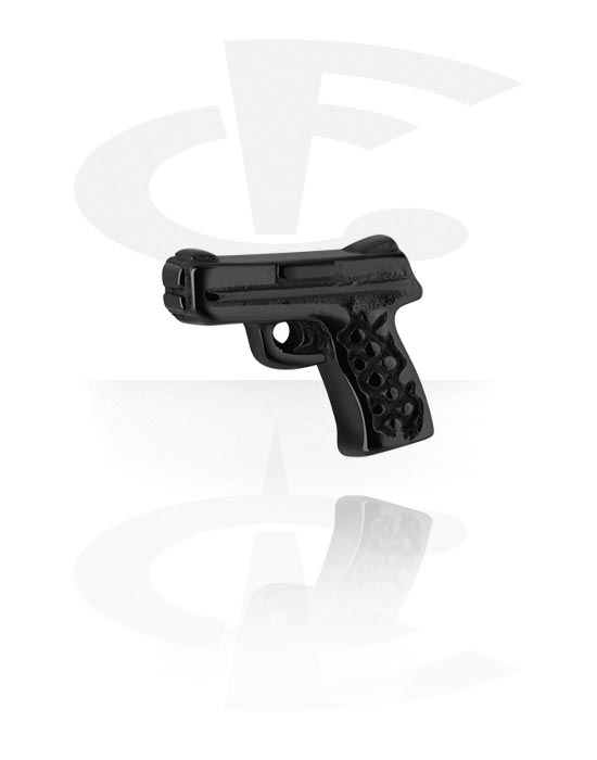 Kugeln, Stäbe & mehr, Aufsatz für 1,6mm Stäbe mit Gewinde (Chirurgenstahl, schwarz, glänzend), Chirurgenstahl 316L