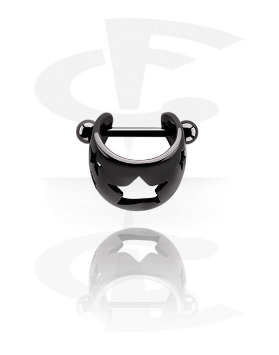 Helix & Tragus, Black Steel Cast Ear Shield, Surgical Steel 316L