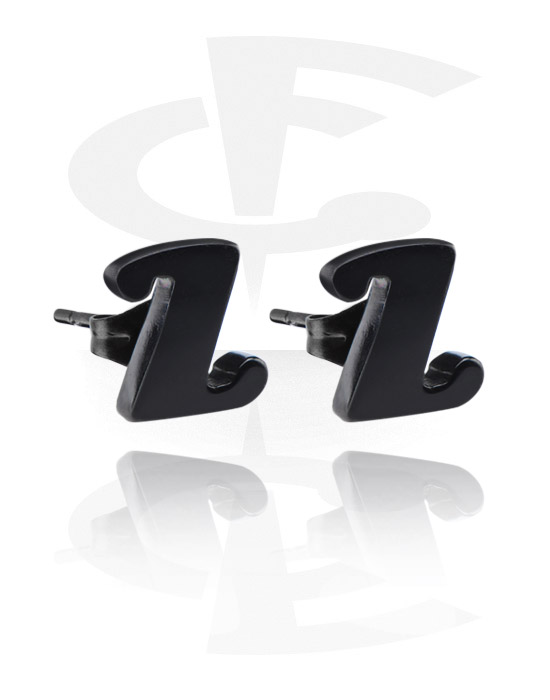 Örhängen, Black Steel Casting Ear Studs, Surgical Steel 316L