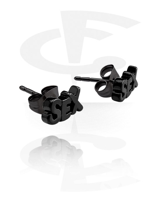 Naušnice, Black Steel Casting Ear Studs, Surgical Steel 316L