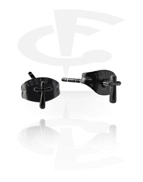 Náušnice, Black Steel Casting Ear Studs, Surgical Steel 316L