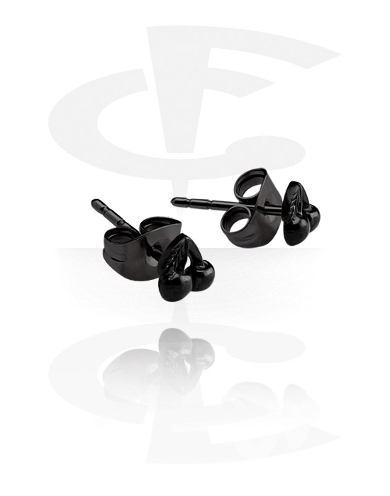 Uhani, uhančki in ščiti, Black Steel Casting Ear Studs, Surgical Steel 316L