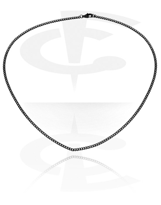 Colares, Surgical Steel Basic Necklace com black color, Aço cirúrgico 316L