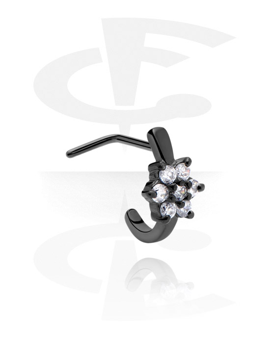 Kolczyki do nosa, Curved Jewelled Nose Stud, Surgical Steel 316L