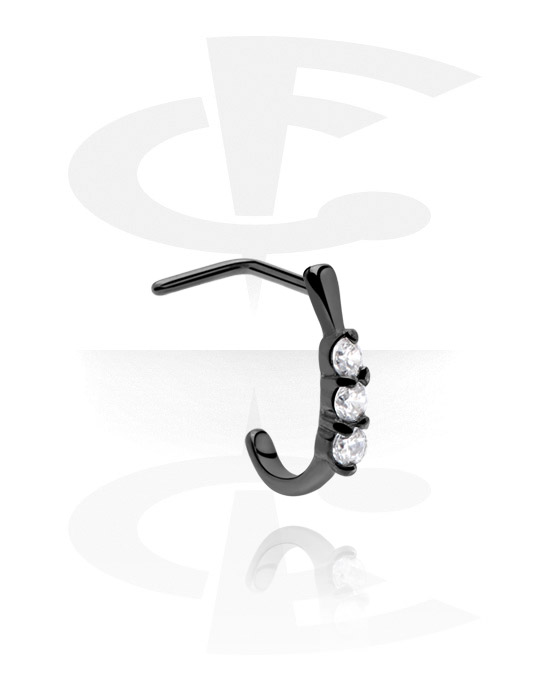 Nesestaver og -ringer, Curved Jewelled Nose Stud, Surgical Steel 316L