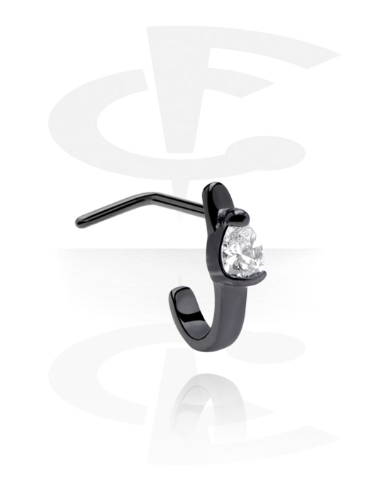 Nakit za nos in septum, Curved Jewelled Nose Stud, Surgical Steel 316L