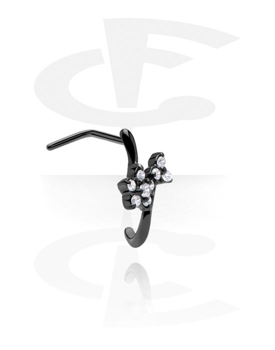 Nakit za nos in septum, Curved Jewelled Nose Stud, Surgical Steel 316L