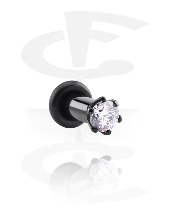 Tunnels & Plugs, Black Jeweled Plug, Chirurgisch Staal 316L