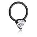 Alke za piercing, Kliker za piercing (kirurški čelik, crna, sjajna završna obrada) s kristalnim kamenom, Kirurški čelik 316L