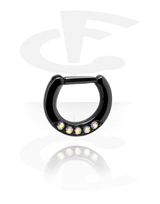 Nose Jewellery & Septums, Black Hinged Septum Clicker, Surgical Steel 316L