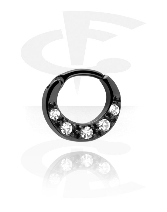 Nose Jewelry & Septums, Black Jeweled Septum, Surgical Steel 316L