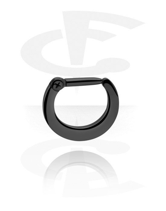 Nesestaver og -ringer, Septum-clicker (kirurgisk stål, svart, skinnende finish), Kirurgisk stål 316L