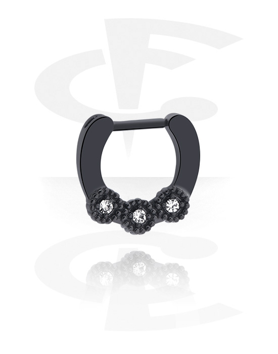 Nose Jewelry & Septums, Septum Clicker with Hinge, Black Surgical Steel 316L