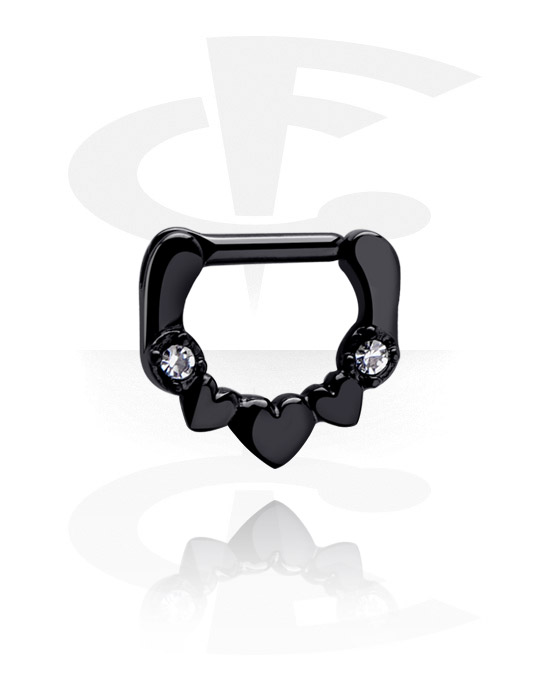 Nose Jewellery & Septums, Black Hinged Septum Clicker, Surgical Steel 316L