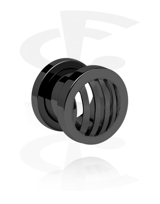 Tunnels & Plugs, Screw-on tunnel (surgical steel, black, shiny finish), Surgical Steel 316L