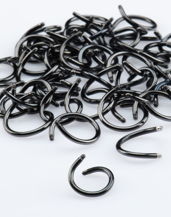 Super Sale Bundles, Black Spiral Pins Gauge 1.6mm, Surgical Steel 316L