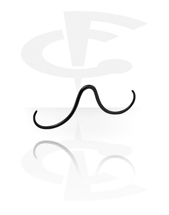 Kolczyki do nosa, Septum z wzorem „wąsy”, Czarna stal chirurgiczna 316L