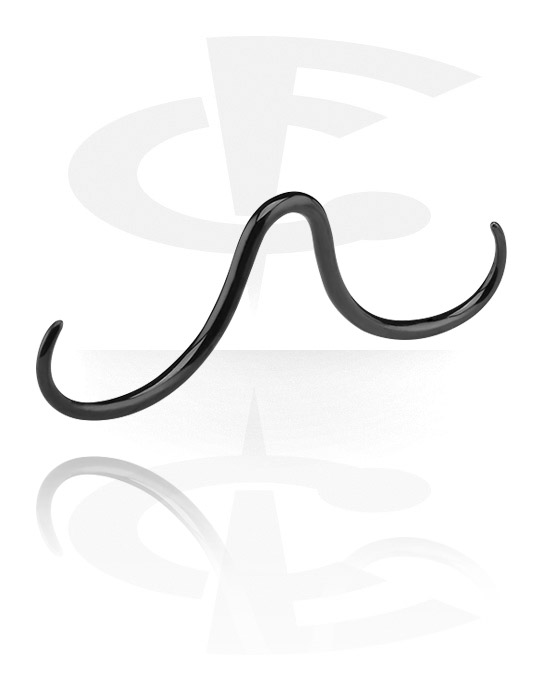 Kolczyki do nosa, Septum z wzorem „wąsy”, Czarna stal chirurgiczna 316L