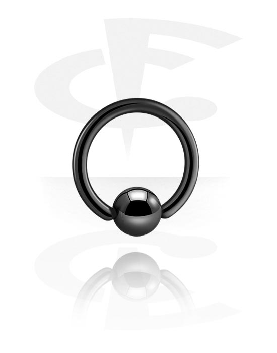 Piercing Ringe, Ball Closure Ring (Titan, schwarz, glänzend) mit Kugel, Schwarzes Titan