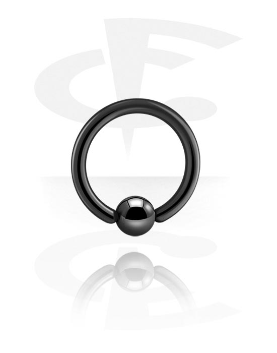 Piercing ad anello, Ball closure ring (titanio, nero, finitura lucida) con pallina, Titanio nero