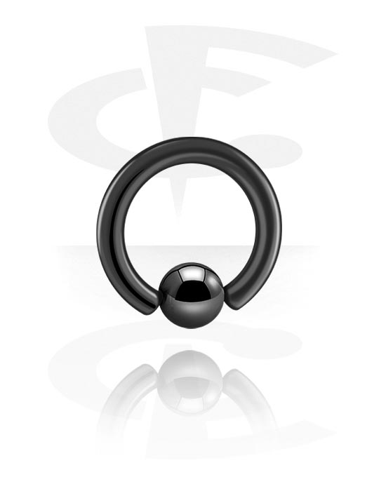 Piercing Rings, Ball closure ring (titanium, black, shiny finish) with Ball, Black titanium