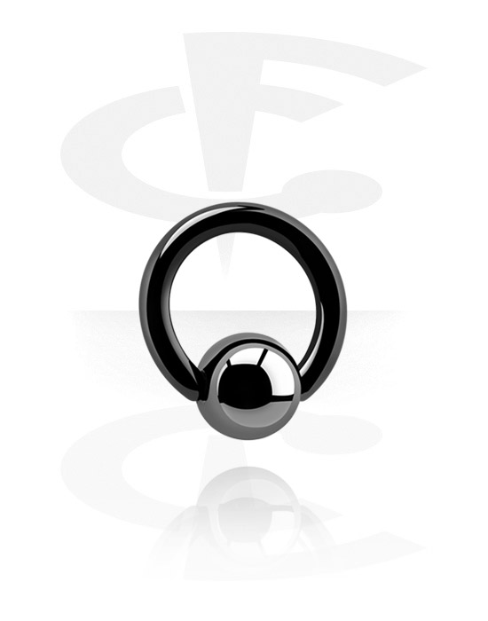 Anneaux, Ball closure ring (titane, noir, finition brillante) avec boule, Titane noir