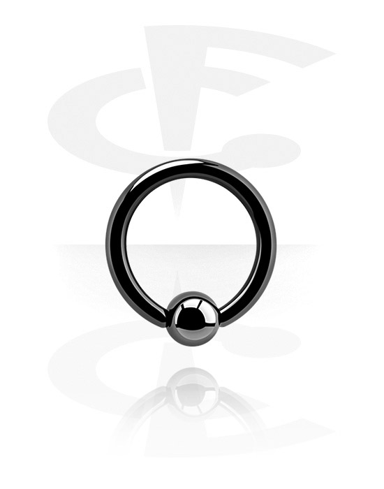 Anneaux, Ball closure ring (titane, noir, finition brillante) avec boule, Titane noir