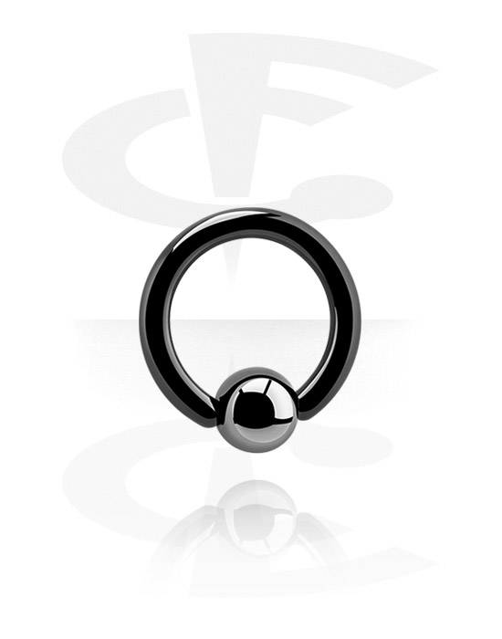 Piercing Ringe, Ball Closure Ring (Titan, schwarz, glänzend) mit Kugel, Schwarzes Titan