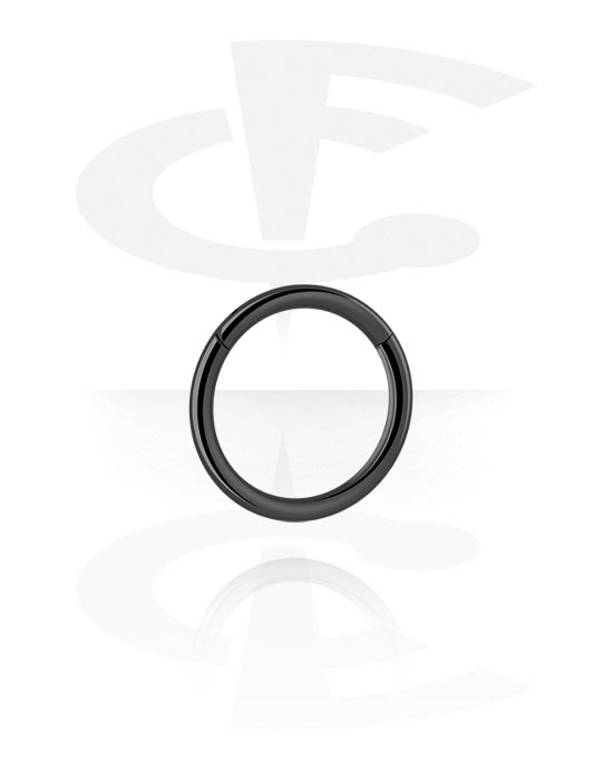 Piercingové kroužky, Piercingový clicker (titan, černá, lesklý povrch), Titan
