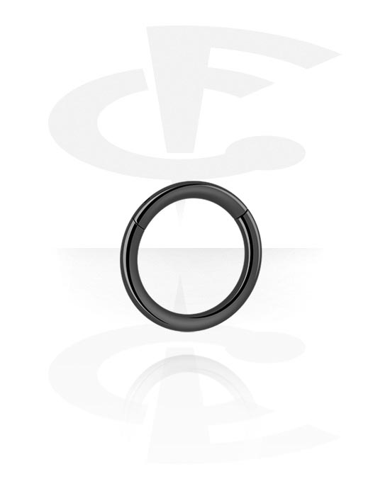Piercingové kroužky, Piercingový clicker (titan, černá, lesklý povrch), Titan