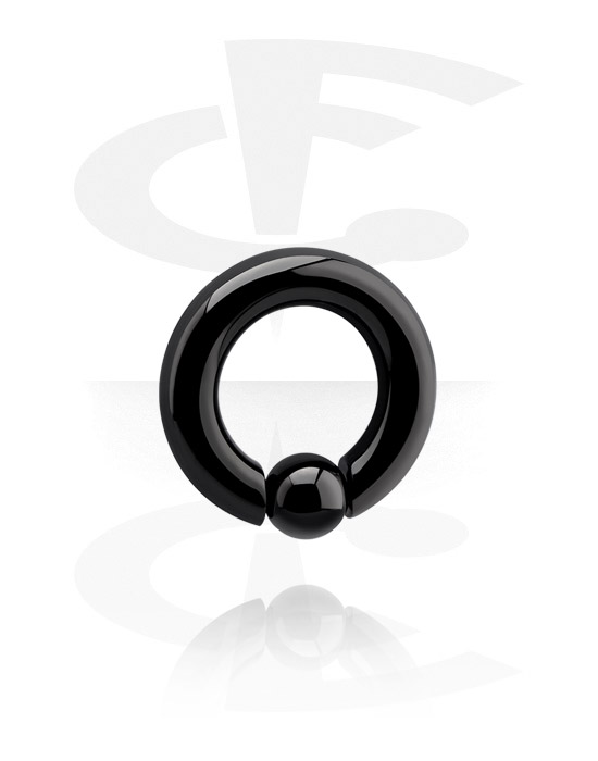 Piercing Rings, Ball closure ring (titanium, black, shiny finish), Titanium