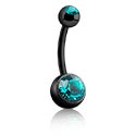 Ívelt barbellek, Belly button ring (titanium, black, shiny finish) val vel Kristálykövek, Titán ASTM F136