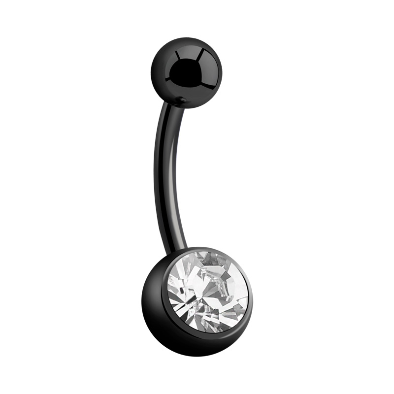 Piercing pour le nombril (titane, noir, finition brillante) avec pierre en crystal Titane ASTM F136 Bananes
