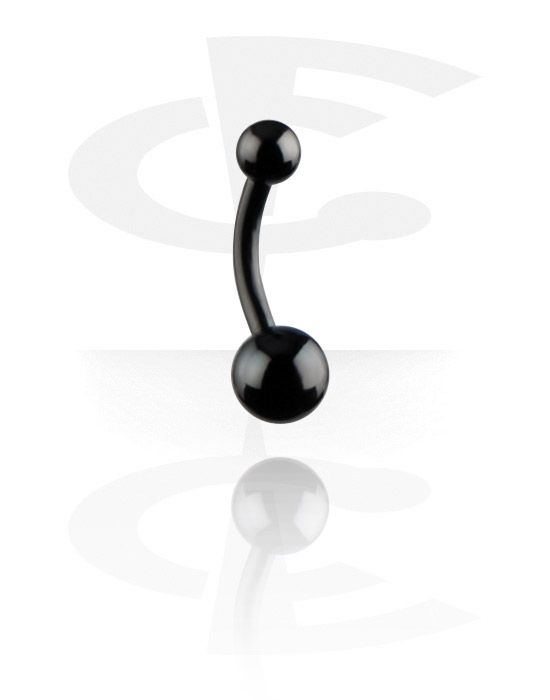 Curved Barbells, Belly button ring (titanium, black, shiny finish), Titanium