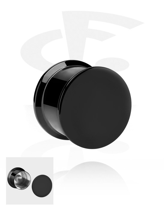 Tunnels & Plugs, Double flared plug (titanium, zwart) met geheim compartiment, Titanium