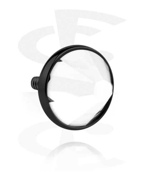 Bolas, barras & más, Accesorio para barras con rosca interior de 1.6 mm (titanio, negro) con brillante, Titanio