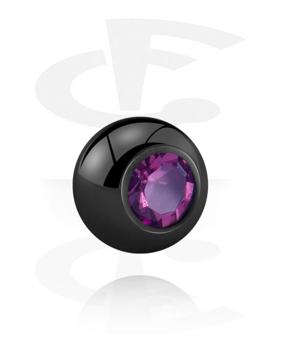 Boules, barres & plus, Boule pour barre à filetage (titane, noir) avec pierre en cristal, Titane