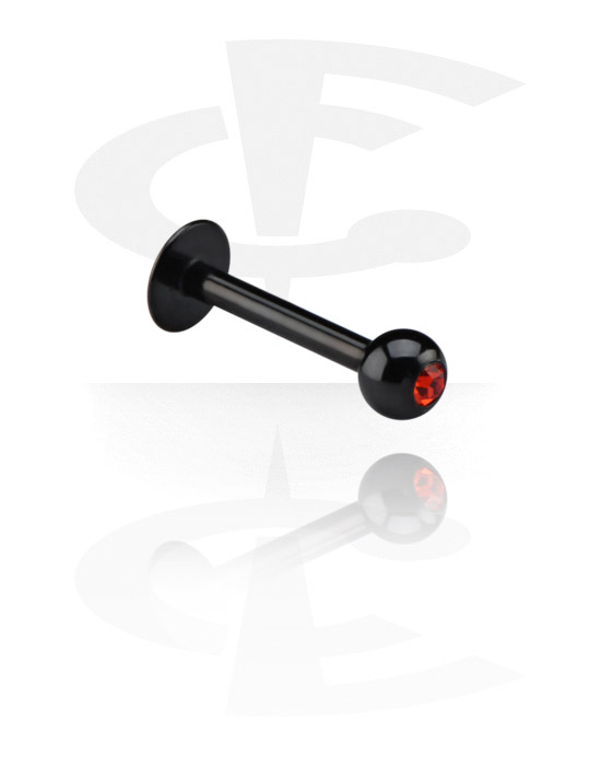 Labrety, Black Micro Labret with Jeweled Ball, Titanium