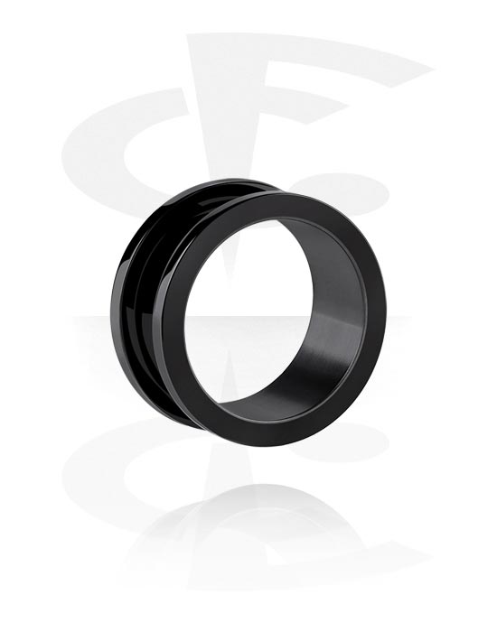 Screwon tunnel (surgical steel, black, shiny finish) (Surgical Steel