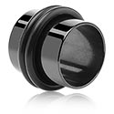 Alagutak és dugók, Tunnel (surgical steel, black, shiny finish) val vel O-gyűrűk, Sebészeti acél, 316L