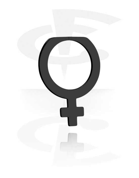 Kugeln, Stäbe & mehr, Kreole für Tunnel (Chirurgenstahl, schwarz, glänzend) mit Venus-Symbol, Chirurgenstahl 316L