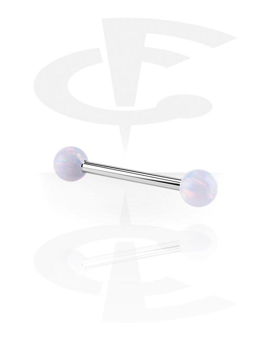 Barbeller, Barbell, Kirurgisk stål 316L, Syntetisk opal